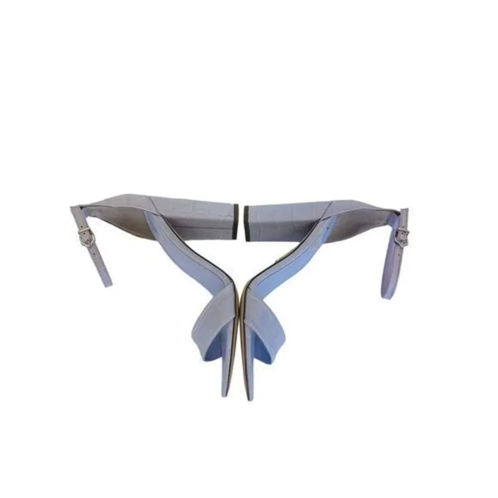 Sam Edelman Yaro Ankle Strap Sandal Misty Lilac Crocoprtlea ‎ Size NWB 7.5 M